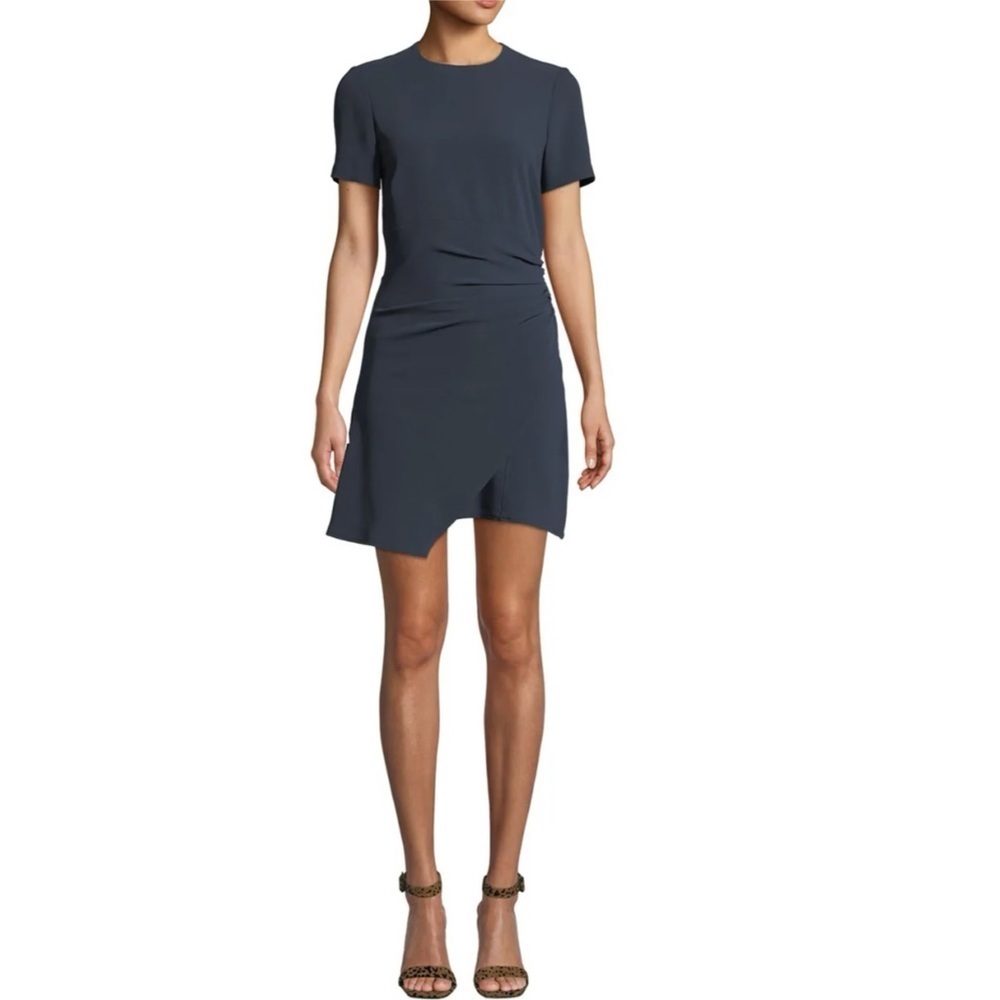 cinq a sept navy short-sleeve mini dress
